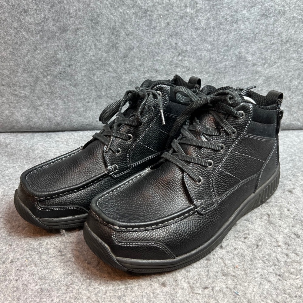 Orthofeet Highline Mens Black Leather Orthopedic Side Zip Boots Size 9.5 4E Wide